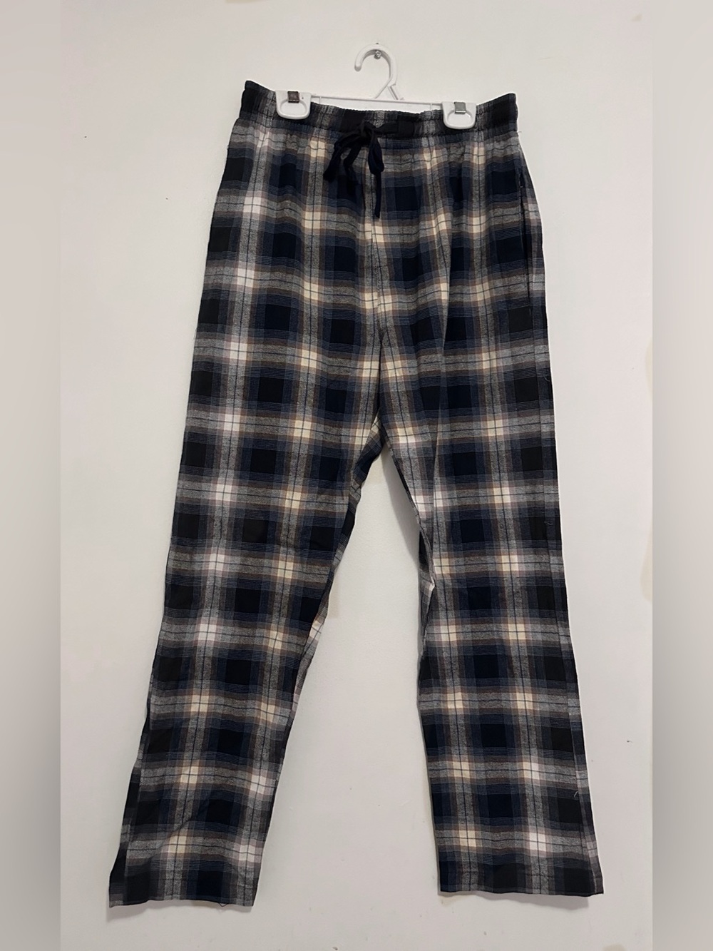 Men's Navy and Gray Plaid Lounge Pants - Comfortable Drawstring Waist